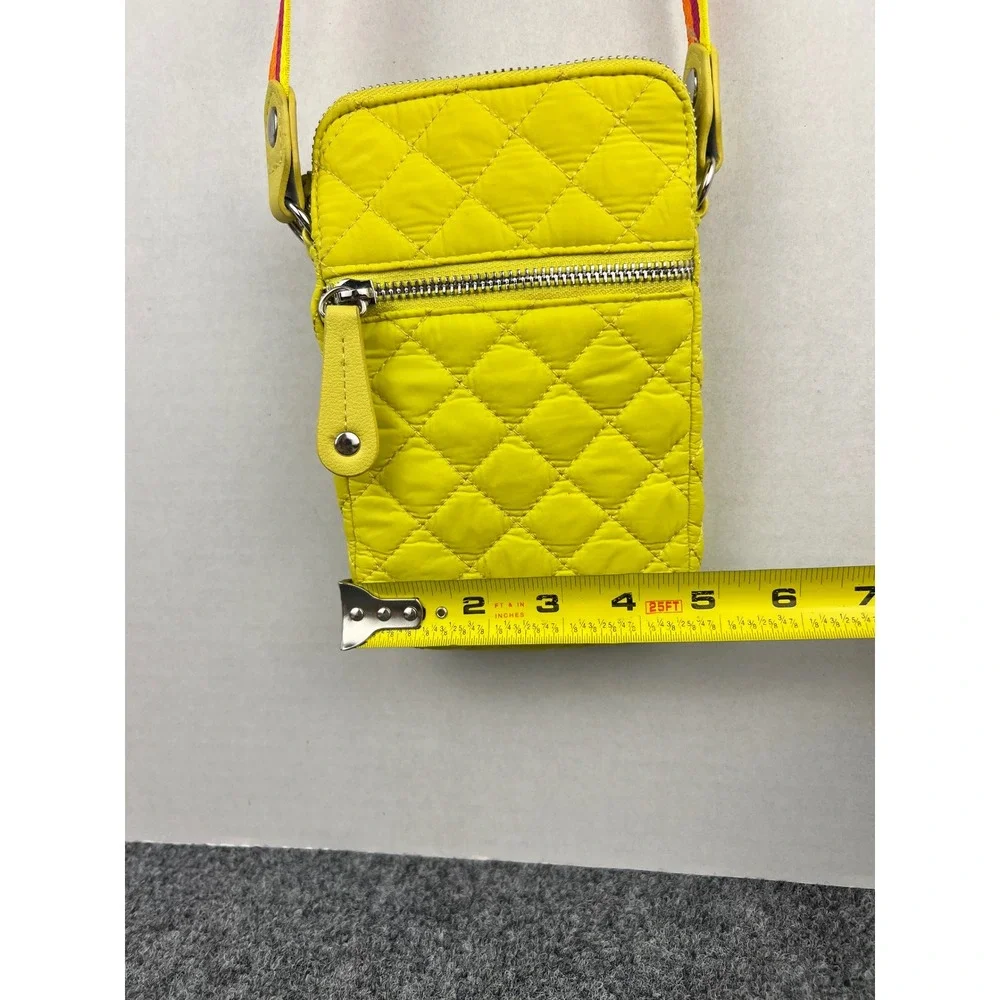 Sondra Roberts Squared Yellow Quilted Nylon Crossbody Phone Bag‎ Striped Strap